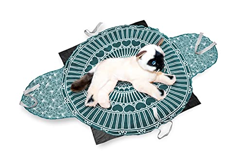 Sweet Goodbye Cocoon - Eco-Friendly Pet Casket - Burial & Cremation Ceremony Kit (Classic Cotton)-For All Pets & Breeds- Dogs Cats Rabbits Birds & More (Choose Size & Color) (Small, Black/Teal Green) #TOP2