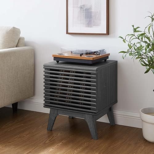 Modway Render Mid-Century Modern 19" Vinyl Record Display Stand in Charcoal