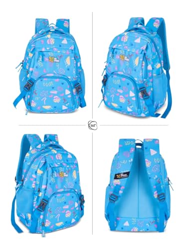 Image of Zara Sky Blue Doodle Dream School Backpack Pastel Fun Edition