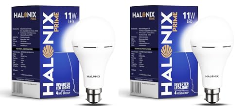 Halonix 11W Emergency Inverter Bulb | Rechargeable Emergency B22D Led Bulb For Power Cuts | Backup : Upto 4Hrs | Cool Day Light | Pack Of 2 | Rechargeable Emergency Light Halonix 11W Emergency Inverter Bulb | Rechargeable Emergency B22D Led Bulb For Power Cuts | Backup : Upto 4Hrs | Cool Day Light | Pack Of 2 | Rechargeable Emergency Light