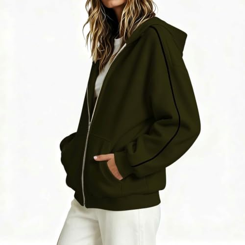 Womens Zip Up Hoodies Oversized Hooded Jacket Striped Side Casual Fall - image 7