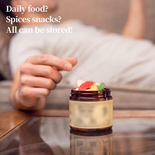 12 Pack, 4oz Amber Round Glass Jars with 24 Lids, Empty Cosmetic Containers with Inner Liners, 12 Black & 12 Silver Metal Lids for Beauty Products, Cosmetic, Lotion, Ointments, DIY.3