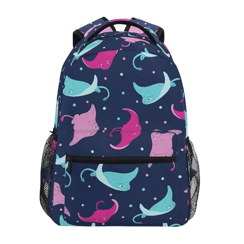 Fisyme Colorful Stingray Marine Laptop Backpack Bag Bookbag Casual Hiking Travel Computer Notebooks Daypacks