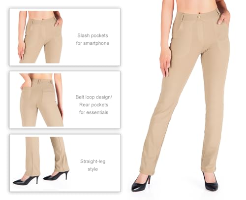 Image of Yogipace,Belt Loops,Women's Petite /Regular /Tall Straight Leg Yoga Dress Pants