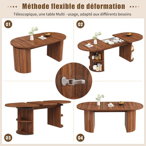 Table cuisine petit espace extensible 120-160cm avec rangement gain de place - 4