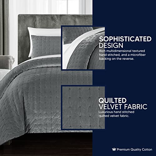 Chic Home Chyna 3 Piece Comforter Set Luxurious Hand Stitched Velvet Bedding-Decorative Pillow Shams Included, King, Teal #TOP2