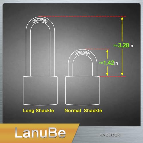 Image of LanuBe 304 Stainless Steel Keyed Alike Padlocks for Outdoor use, Pin Tumbler Padlock, 2 inch Wide Body, Stainless Steel Body Normal Shackle, Pack of 2