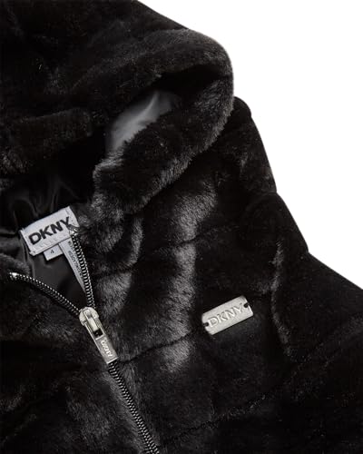 Image of DKNY Girls' Vest Set - 3 Piece Button Down Quilted Puffer Vest Long Sleeve Shirt and Flare Leggings Set (Sizes: 2T-6X)