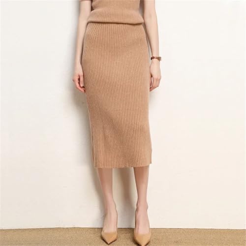Women's Knitted Casual Solid Fashion Skirt High-Waisted Slim Ribbed Long Skirts2