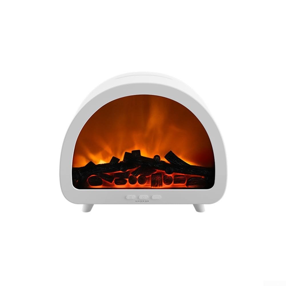Diffuseur d'arômes 3D cheminée ultrasonique humidificateur d'air LED 7 couleurs pour chambre