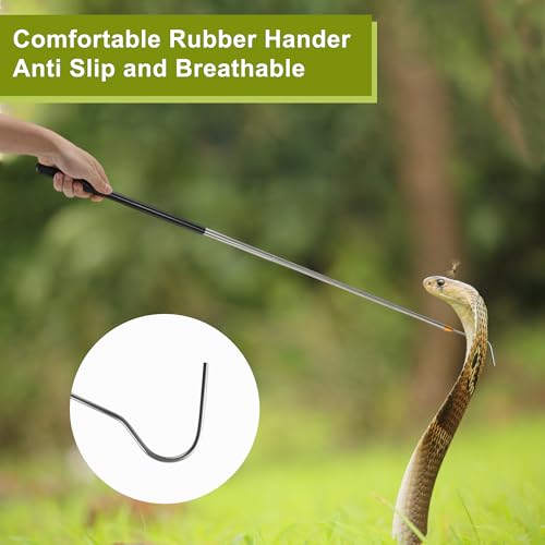 Image of 52 inch Snake Hook, Retractable Snake Catcher, Snake Stick, Snake Grabber Tool, Reaching Tool for Rattlesnakes Python Copperhead Removal Catching, Black