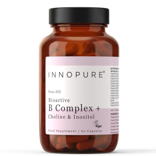 INNOPURE Bioactive Vitamin B Complex with L-Methylfolate + Inositol and Choline Clean Label (Pure-Fill) High Strength Methylated B Vitamins 1 Capsule per Day 60 Capsules