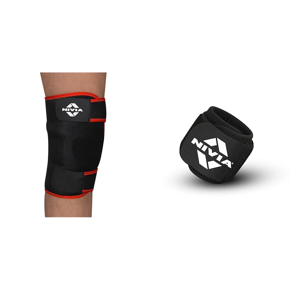 Nivia Neoprene-Step Out&Play Adjustable Knee Support&Wrist Support 1 Piece,Combo(Black),One Size-image-38
