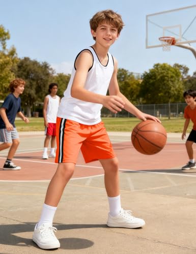 Image of Somaibo Boys Athletic Shorts, Kids Basketball Quick Dry Mesh Short for Youth Soccer Gym Sports Running