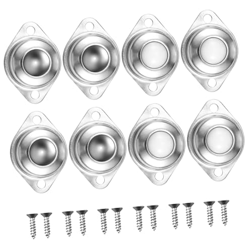 TOBBOMEY 8 pezzi Ruote Sfera per Mobili Rotelle Piccole in Acciaio Inox Rotazione Silenziosa Portata Elevata per Sedie Ufficio e Apparecchiature