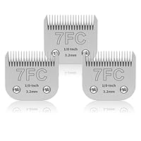 YAZIYIR 3 Stück 7FC Edelstahlklingen für Hundepflege, kompatibel mit Andis, Oster A5, Heiniger/Moser Max 50/Wahl, Größe 7FC, 1/8 Zoll Klinge, 3,2 mm Schnittlänge