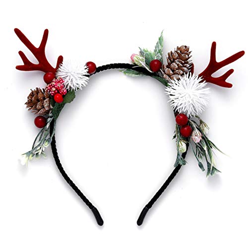 HIFANMM Weihnachts-Stirnband Mit Rentier-Geweih & Ohren – Festlicher Haarschmuck Für Frauen & Mädchen