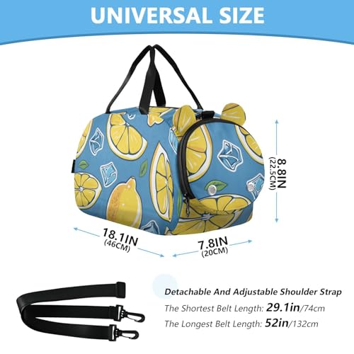 Duffle Bag Kids Gym Bag with Shoes Compartment & Wet Separation Overnight Travel Duffel Bag Lemon Ice Cubes for Girl Boy3