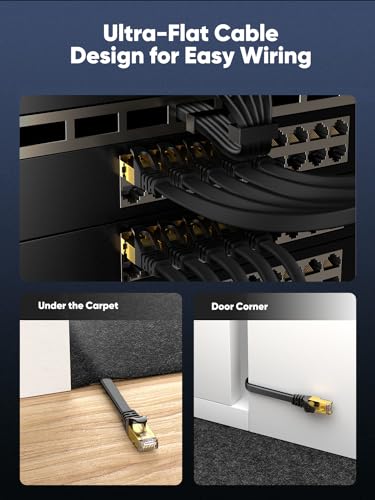 Cable Ethernet Cat 8 9.14 m Flat STP Negro RJ45 miniatura 5