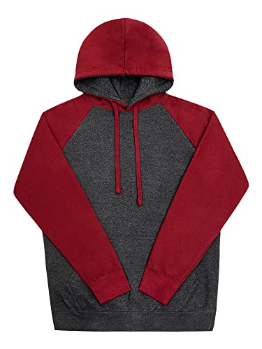 G-Style USA Premium Heavyweight Contrast Raglan Sleeve Pullover Hoodie Sweatshirt MH13112 - Charcoal/Burgundy - Medium