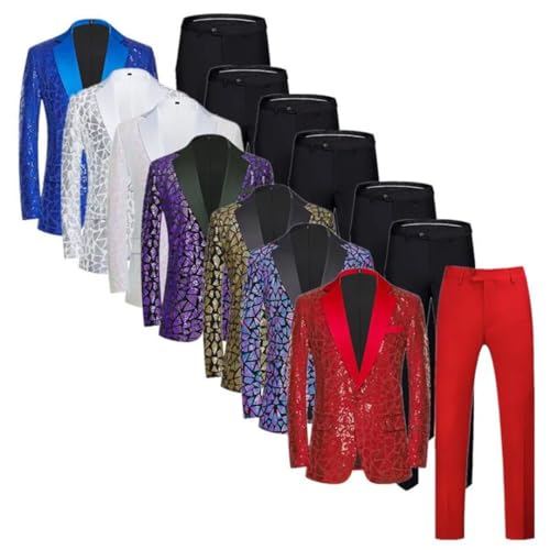 Men's Irregular Sequin Suit - Silver Gold Trend | Singer Host Dance Party2