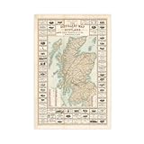 Whiskey-Karte von Schottland, Vintage-Schottisch-Poster, 