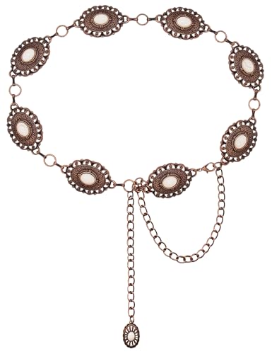 Image of TOPACC Western Metal Concho Belt for Women Cowgirl Chain Belts for Dresses Jeans Country Concert Outfit