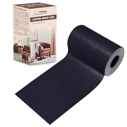 Image of ONine Leather Repair Patch，Leather Repair Tape, 3 x 60 inches Leather Repair Patch for Furniture,Vinyl Repair Kit，Leather Couch Patch，for Sofas, Furniture, Car Seats, Office Chairs(Dark Blue Leather)