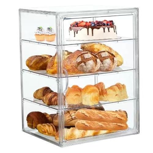 Boîte à pain transparente à 4 niveaux avec séparateurs amovibles et porte