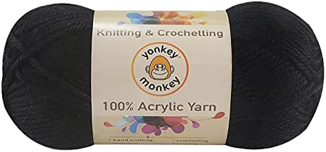 100% Acrylic Fancy Yarn 3-Pack by Yonkey Monkey Knitting Crochet DIY Art Craft (Black 112)