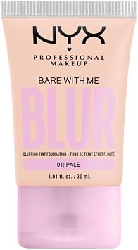 NYX Professional Makeup Blurring Tint Foundation, Medium Coverage, Matte Finish, With Niacinamide, Matcha and Glycerin, 12 Hours Hydrating, Bare With Me Blur, 30 ml, Shade Pale