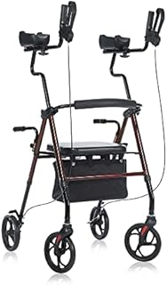BEYOUR WALKER Upright Walker with Padded Seat & Backrest, Large Under-seat Basket for Seniors, Flame Red