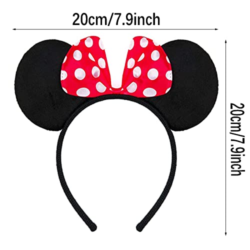 6 Pezzi Topolino Minnie Mouse Fascia,Orecchie da Topo con Cerchietto Nero,Orecchie da Topo in Nero per Bambini e Adulti,per Capelli Bambini Adulti Costume Carnevale Compleanno Cosplay Halloween