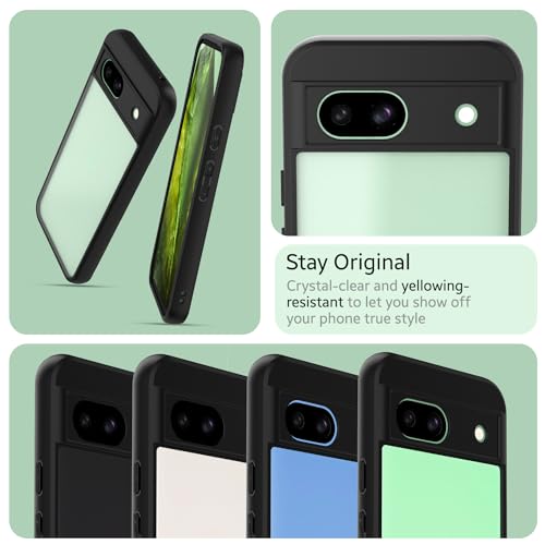 Image of KAPAVER Hybrid Series Back Cover Case Compatible with Pixel 8a (PC+TPU) (Black)