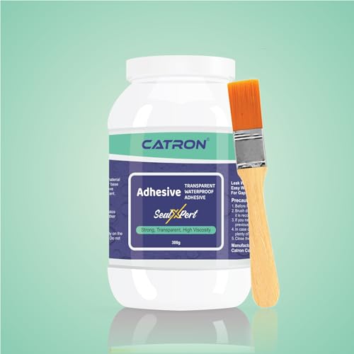 Image of Catron Crack Seal Glue with Brush | Transparent Waterproof Epoxy Resis Sealxpert for Roof water Leakage, Glass Waterproofing, Pipes, Walls Cracks, Tiles 300gm