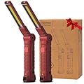 Coquimbo Tool Gifts for Men, Rechargeable LED Work Light Grill Light with Magnetic Base 5 Modes 360° Rotate (2Pack Red)
