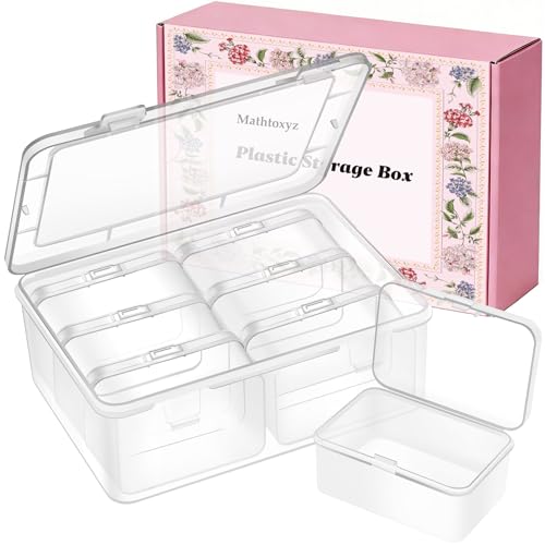 Image of Mathtoxyz Small Bead Organizers and Storage, Clear Rectangle Bead Holder Plastic Cases Transparent Boxes for Nail DIY Craft Making Jewelry Battery Screw