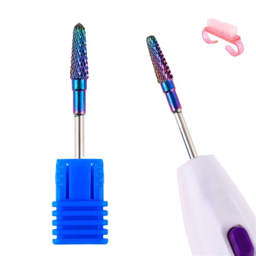 2 Pack Carbide Tungsten Nail Drill Bit Electric Nail Drill Bits Remove Acrylic Hard Gels Quickly Safely Cone Drill Bit for Nail Art Manicure,Pedicure,Gel,Cuticle Clean(Nail Brush)