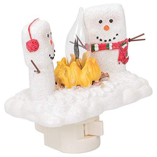 Roman Marshmallow Snowmen by Campfire - Luz nocturna parpadeante de Navidad