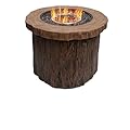 Alpine Corporation GXT962 Rustic Wood Look Fire Pit 50K BTU Gas with Adjustable Flame, Natural Décor for Lawn & Patio, 24" H,