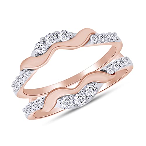 SAVEARTH DIAMONDS 1/3 ct. t.w Round Cut Lab Created Moissanite Diamond Chevron Enhancer Guard Ring In 14K Gold Over Sterling Silver Jewelry For Women (G-H Color, 0.33 Cttw)3