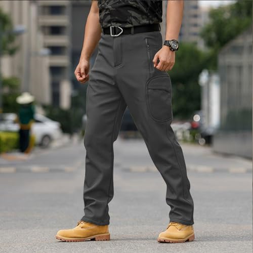 Cargo Pants for Men Relaxed Fit Waterproof Fleece Lined Work Pants with Zipper Pockets Winter Camo Tactical Pants2