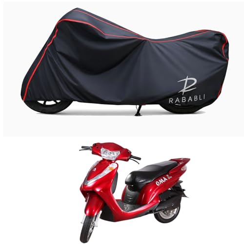 Image of Waterproof Bike Body Cover Compatible for | Lohia Oma Star STD | Taffeta Fabric, Red Piping Design, Bottom Elastic Fit | Dustproof, Sun UV & Rain Protection for All Bikes