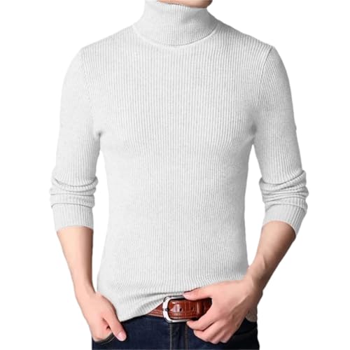 Men's Oversized Striped Turtleneck Knit Sweater Casual Warm Long Sleeve Solid Color Jumper