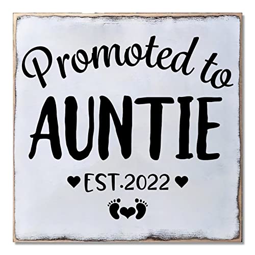 Cadeau annonce grossesse : plaque murale en bois Promoted To Auntie pour future tata