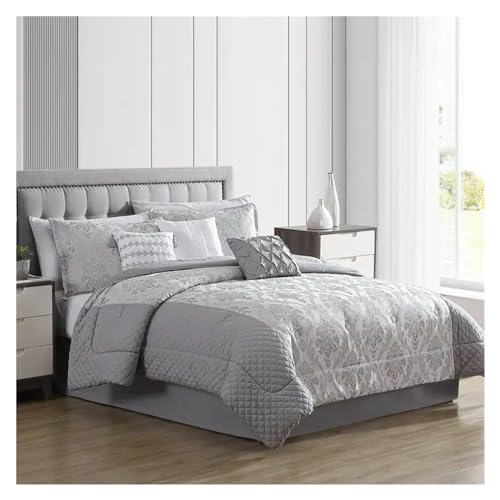 Edredón jacquard de 7 piezas plateado ropa de cama suave edredones acolchados 2