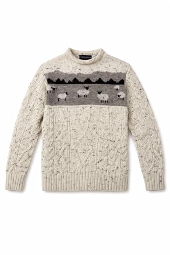 Jersey Aran de lana para niños MYSASI ideal para excursiones invernales y días de frío