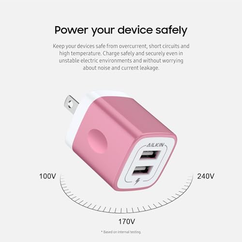 Image of USB Wall Charger, Charger Block, AILKIN Multiport Fast Charge Power Brick | i Phone Cube for iPad, iPhone, iPod, Samsung Galaxy, Motorola, Moto, PS5, Huawei, HTC, LG, USB A Charging Box, AC Adapter