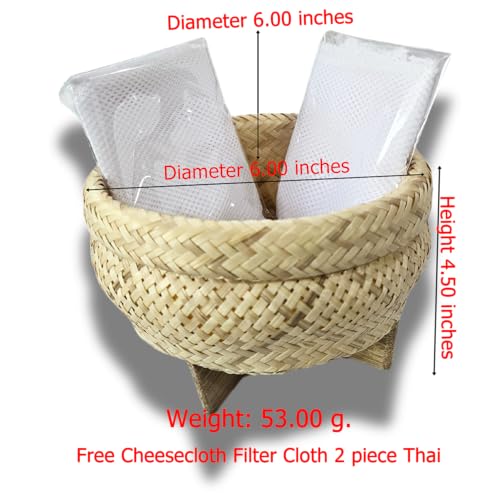 Heavens Tvcz Bamboo Rice Steamer Basket Sticky Rice Cooker Thai Home Electric Cooker Food Safe Free Cloth 2 piece - Image 2