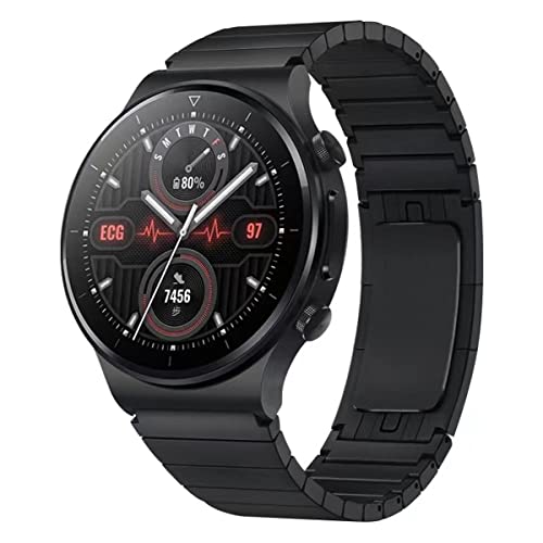 VeveXiao Strap Compatible with Huawei GT 46mm/GT2 Pro/GT2 46mm, 22mm Stainless Steel Replacement Strap Compatible with Samsung Galaxy Watch 46mm/Galaxy watch 3 45mm/Gear S3 Metal Band (Black)
